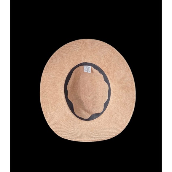 Tan Fedora Classic Corduroy Look Cowgirl Hat Soft Yarn One Size Braided Hatband - Picture 6 of 12